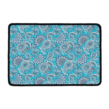 Turquoise Floral Bohemian Pattern Print Kitchen Mat