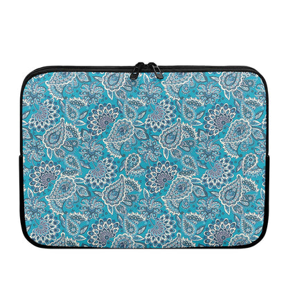 Turquoise Floral Bohemian Pattern Print Laptop Sleeve