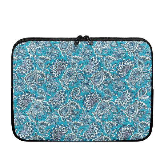 Turquoise Floral Bohemian Pattern Print Laptop Sleeve