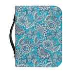 Turquoise Floral Bohemian Pattern Print Leather Bible Cover