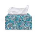 Turquoise Floral Bohemian Pattern Print Leather Tissue Box Cover