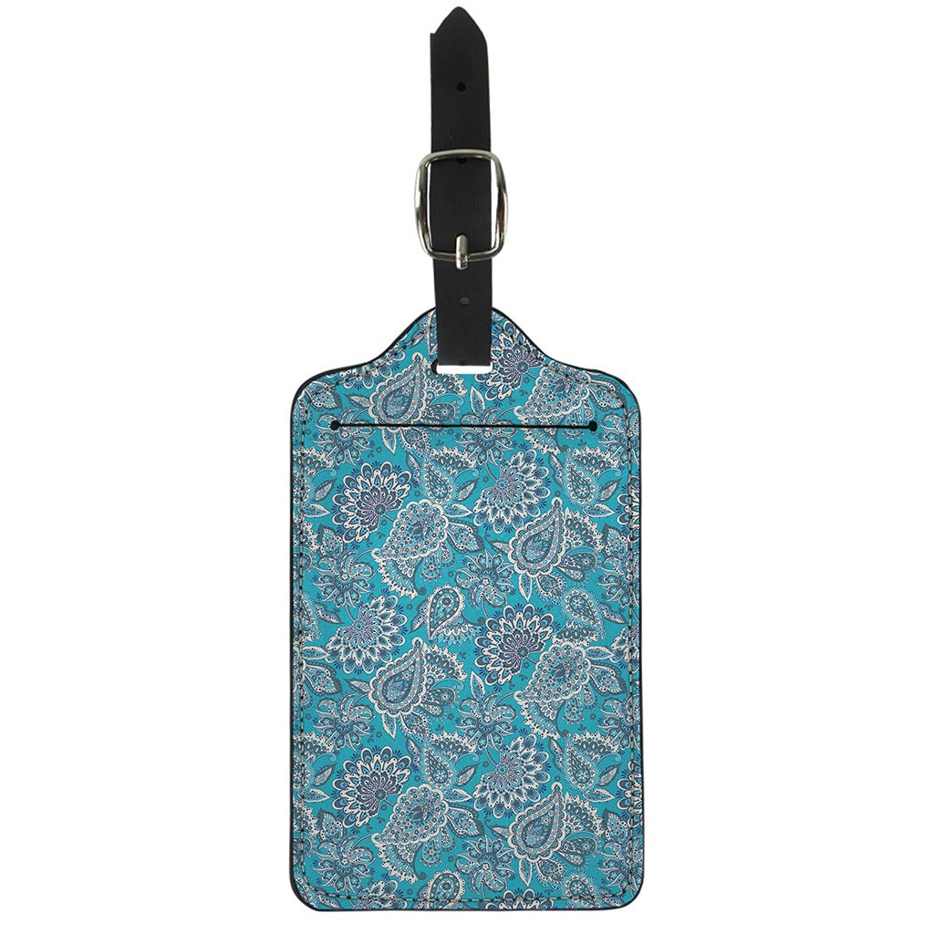 Turquoise Floral Bohemian Pattern Print Luggage Tag