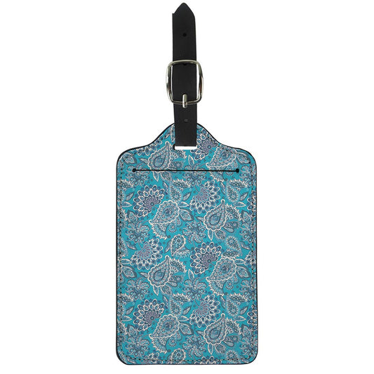 Turquoise Floral Bohemian Pattern Print Luggage Tag