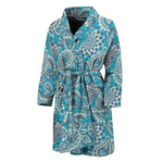 Turquoise Floral Bohemian Pattern Print Men's Bathrobe