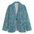Turquoise Floral Bohemian Pattern Print Men's Blazer