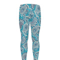 Turquoise Floral Bohemian Pattern Print Men's Leggings