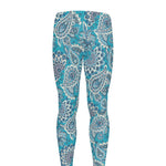 Turquoise Floral Bohemian Pattern Print Men's leggings
