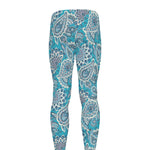Turquoise Floral Bohemian Pattern Print Men's leggings