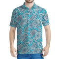 Turquoise Floral Bohemian Pattern Print Men's Polo Shirt