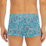 Turquoise Floral Bohemian Pattern Print Men's Short Boxer Briefs