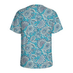 Turquoise Floral Bohemian Pattern Print Men's Sports T-Shirt
