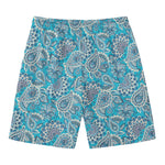 Turquoise Floral Bohemian Pattern Print Men's Swim Trunks