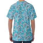 Turquoise Floral Bohemian Pattern Print Men's Velvet T-Shirt