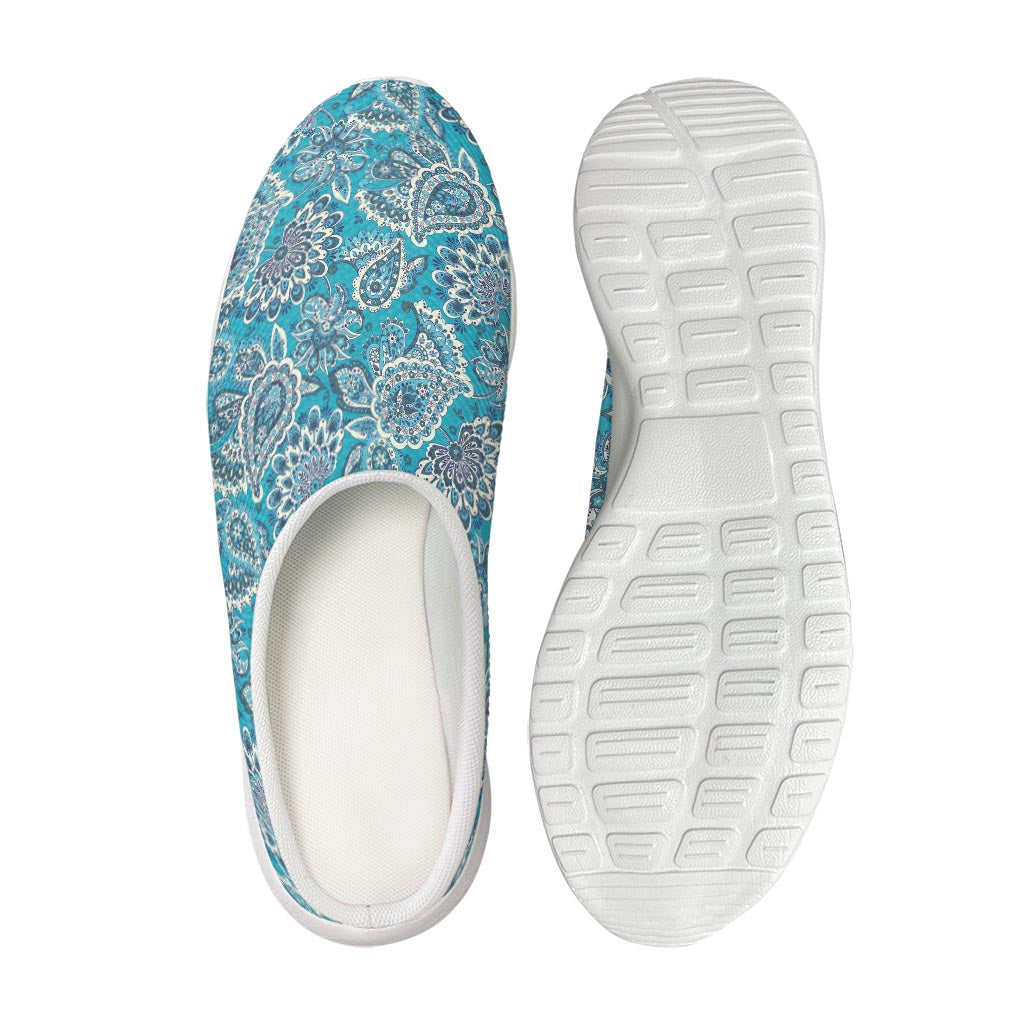 Turquoise Floral Bohemian Pattern Print Mesh Casual Shoes