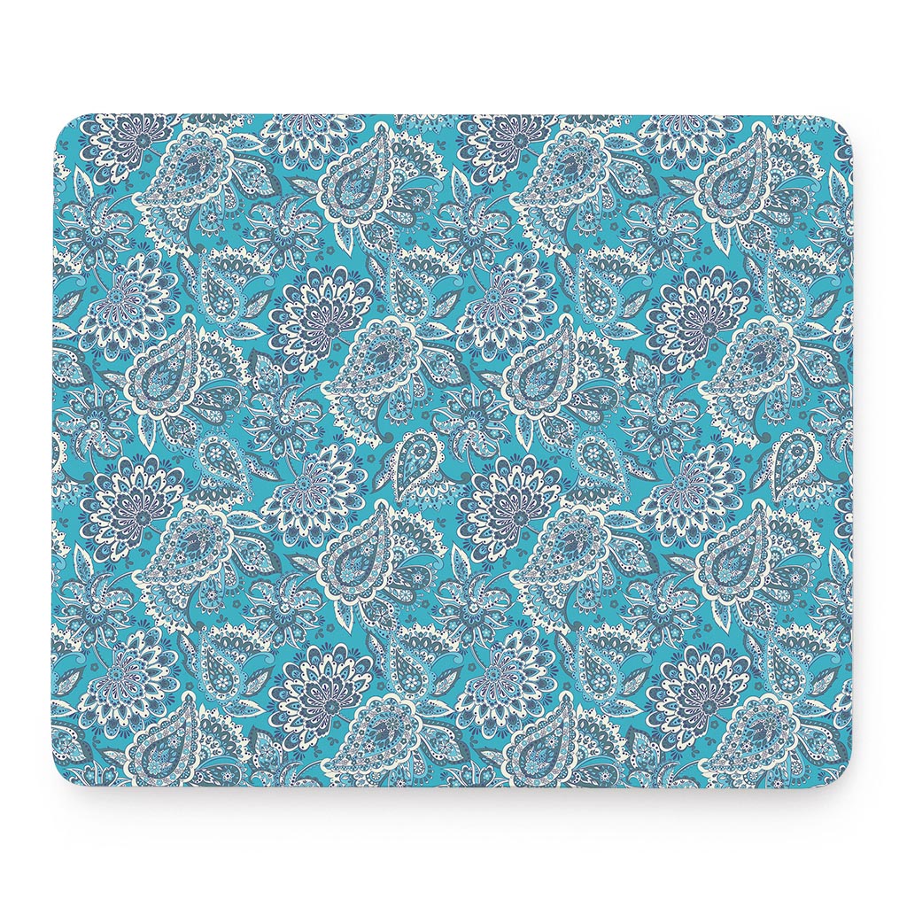 Turquoise Floral Bohemian Pattern Print Mouse Pad