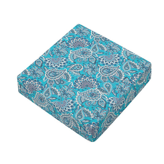 Turquoise Floral Bohemian Pattern Print Outdoor Seat Cushion Cover