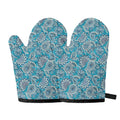 Turquoise Floral Bohemian Pattern Print Oven Mitts