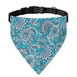 Turquoise Floral Bohemian Pattern Print Over The Collar Dog Bandana