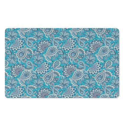 Turquoise Floral Bohemian Pattern Print Polyester Doormat