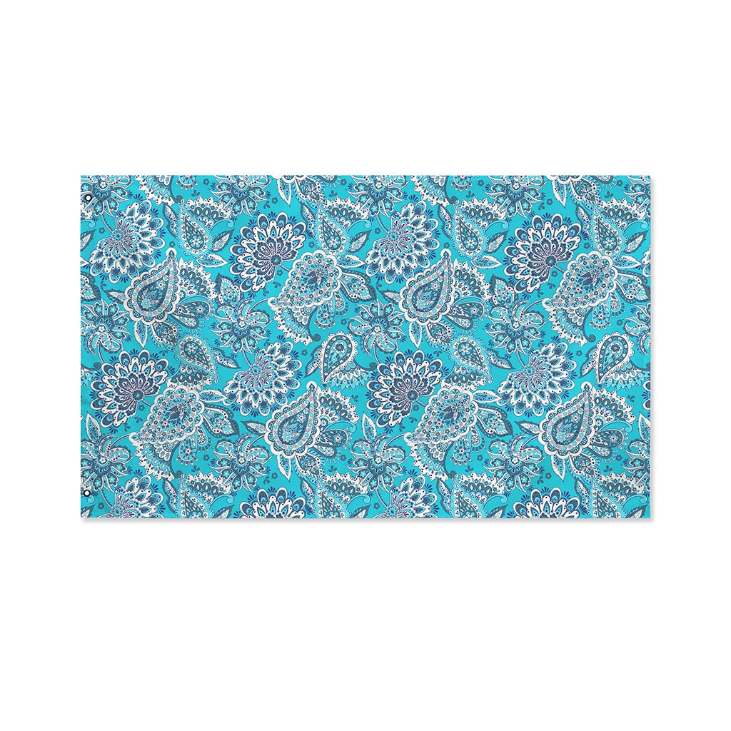 Turquoise Floral Bohemian Pattern Print Polyester Flag
