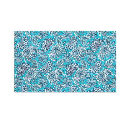 Turquoise Floral Bohemian Pattern Print Polyester Flag