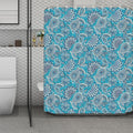 Turquoise Floral Bohemian Pattern Print Polyester Shower Curtain