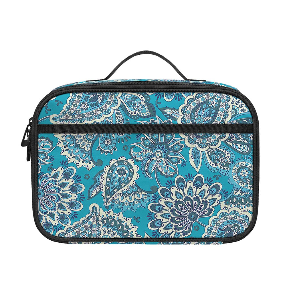 Turquoise Floral Bohemian Pattern Print Portable Lunch Bag