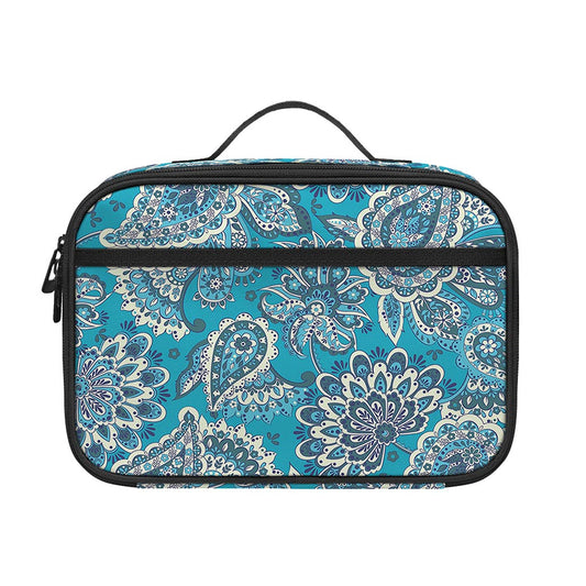 Turquoise Floral Bohemian Pattern Print Portable Lunch Bag