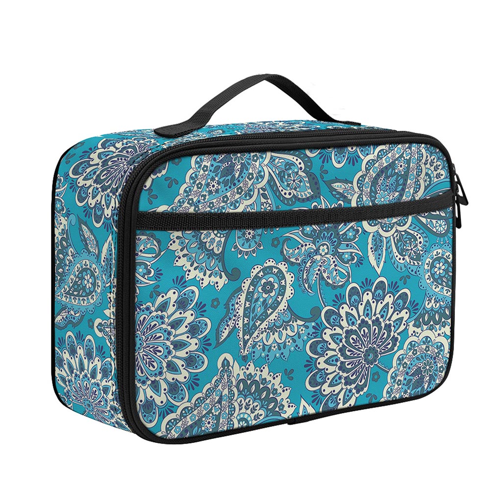 Turquoise Floral Bohemian Pattern Print Portable Lunch Bag