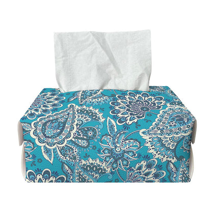 Turquoise Floral Bohemian Pattern Print Rectangle Tissue Box Cover