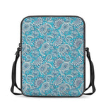 Turquoise Floral Bohemian Pattern Print Rectangular Crossbody Bag