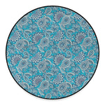 Turquoise Floral Bohemian Pattern Print Round Floor Mat