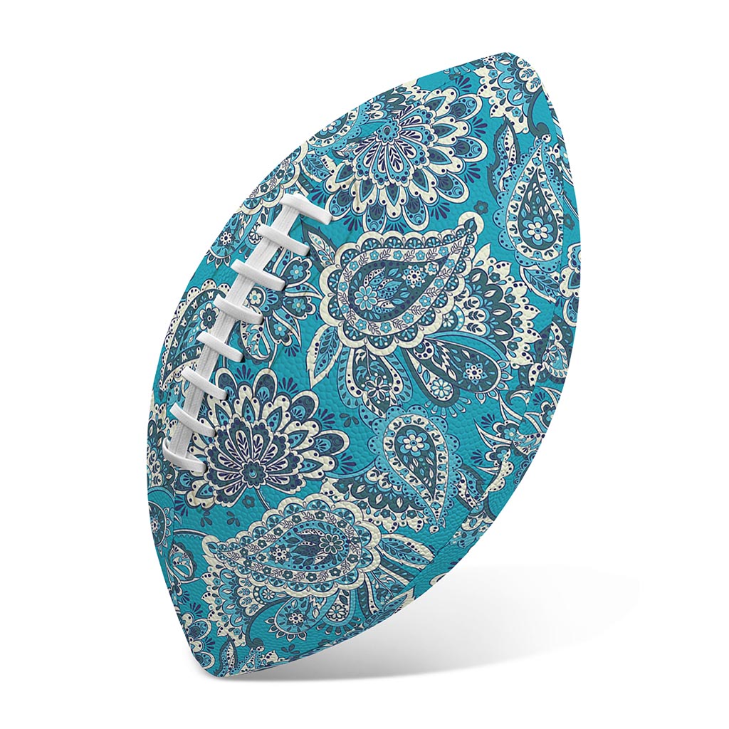 Turquoise Floral Bohemian Pattern Print Rugby Ball