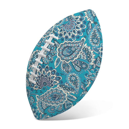 Turquoise Floral Bohemian Pattern Print Rugby Ball