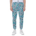 Turquoise Floral Bohemian Pattern Print Scuba Joggers