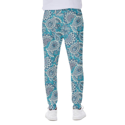 Turquoise Floral Bohemian Pattern Print Scuba Joggers