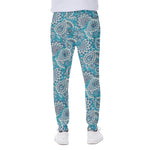 Turquoise Floral Bohemian Pattern Print Scuba Joggers
