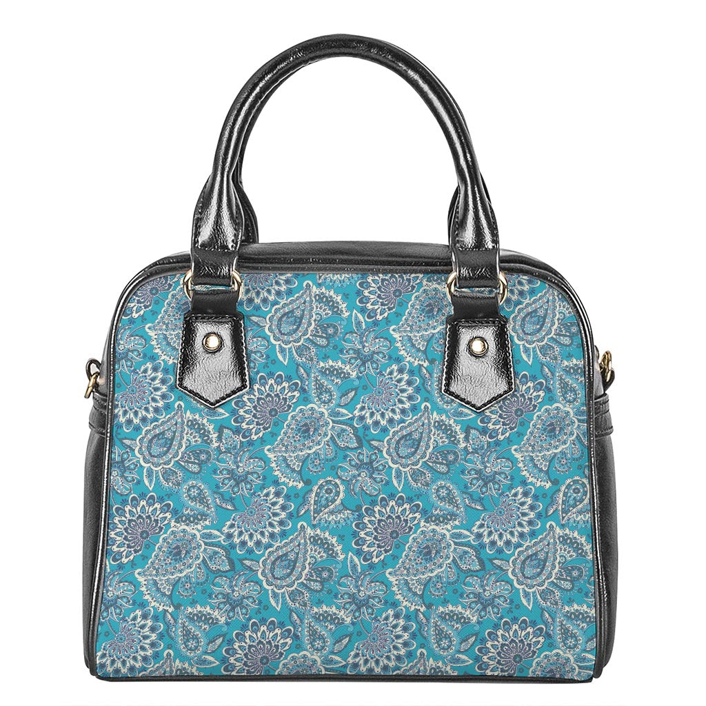 Turquoise Floral Bohemian Pattern Print Shoulder Handbag