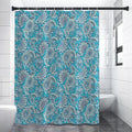 Turquoise Floral Bohemian Pattern Print Shower Curtain
