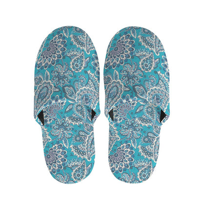 Turquoise Floral Bohemian Pattern Print Slippers