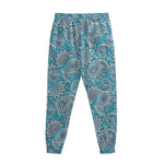 Turquoise Floral Bohemian Pattern Print Sweatpants