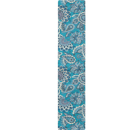 Turquoise Floral Bohemian Pattern Print Table Runner