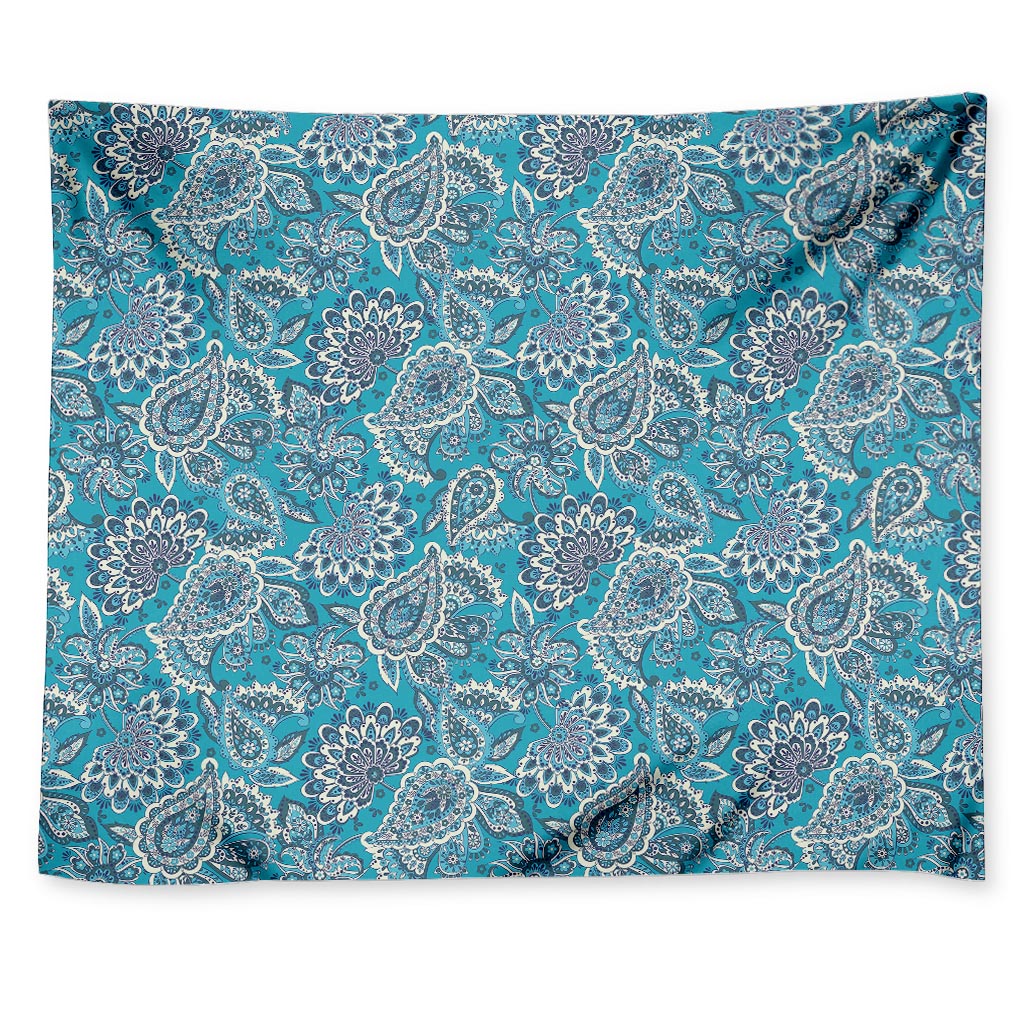 Turquoise Floral Bohemian Pattern Print Tapestry
