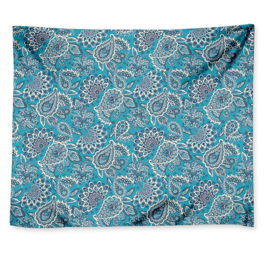 Turquoise Floral Bohemian Pattern Print Tapestry