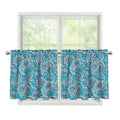 Turquoise Floral Bohemian Pattern Print Tier Curtains