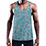 Turquoise Floral Bohemian Pattern Print Training Tank Top