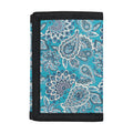 Turquoise Floral Bohemian Pattern Print Trifold Wallet