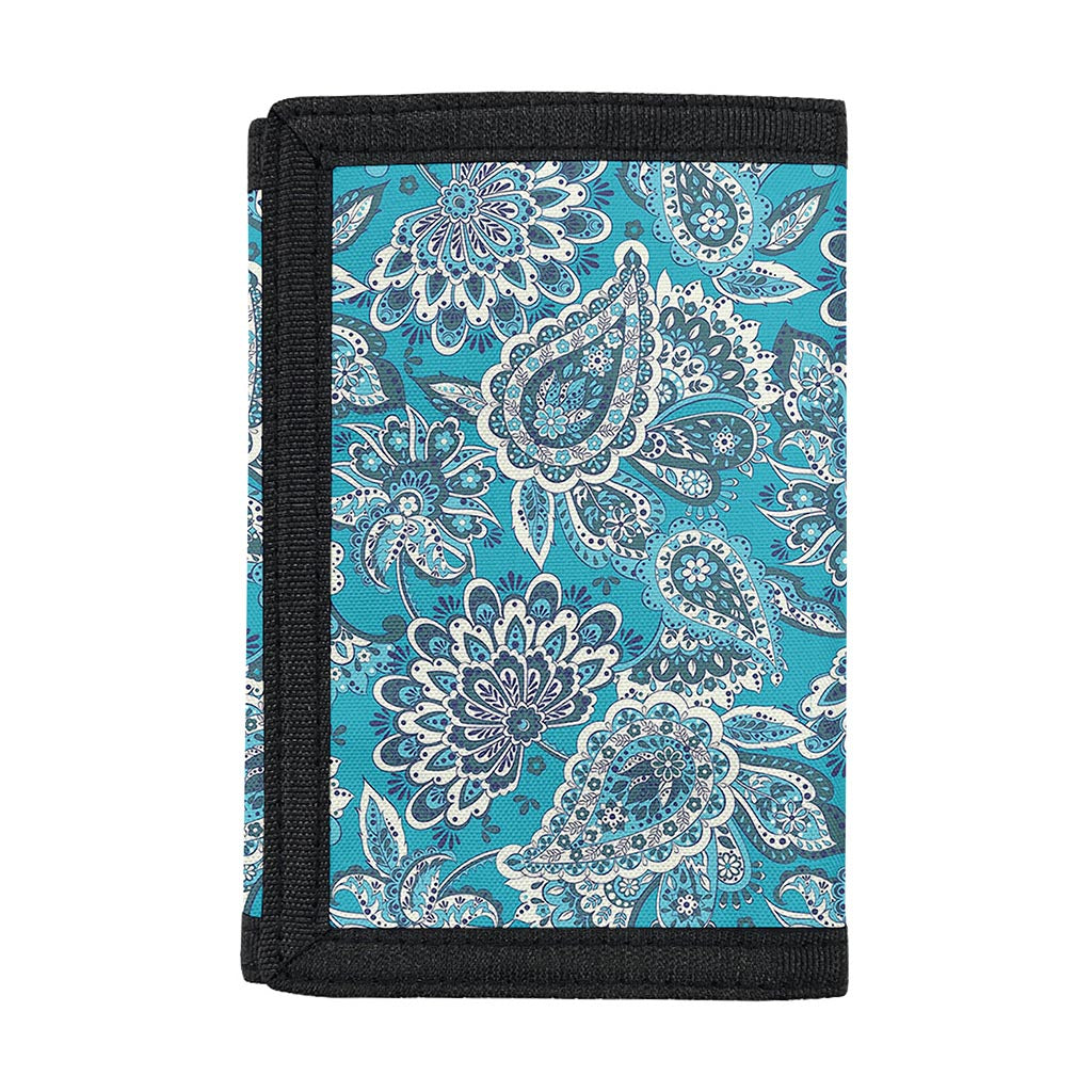 Turquoise Floral Bohemian Pattern Print Trifold Wallet