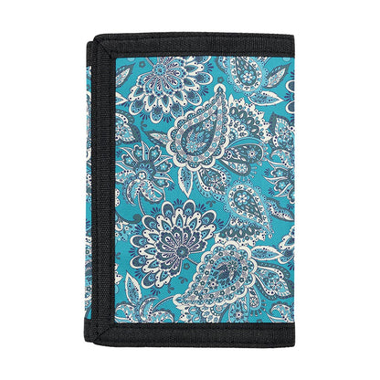 Turquoise Floral Bohemian Pattern Print Trifold Wallet