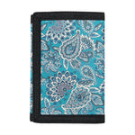 Turquoise Floral Bohemian Pattern Print Trifold Wallet